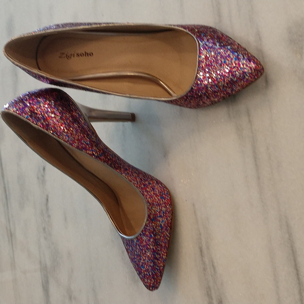 Purple multi glitter stiletto